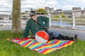 Brian Moloney, from Assumpta Park dressed as a viking chills out by the River Shannon | Picture: Kieran Ryan-Benson