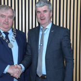 Cllr Michael O'Meara, outgoing Cathaoirleach of Nenagh Municipal District with incoming Cathaoirleach Cllr Hughie McGrath Picture: Odhran Ducie