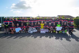 Glanbia 300 cyclists pictured before they left Ballyragget for Wexford for the 300km fundraising cycle.. Picture: Patrick Browne