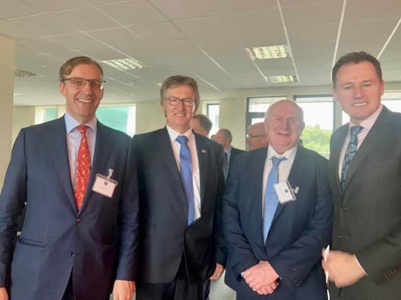 Ambassador of the Kingdom of the Netherlands to Ireland, Adriaan Palm; Glanbia Co-op Chairman, John Murphy; Jackie Cahill TD, Cathaoirleach of the Oireachtas Agriculture Committee; and Minister for Ag