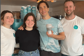 Justin Long with staff members / PHOTO: BallymoreBru/Instagram