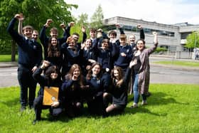The winning team 'Women in STEM’ with the rest of their school St Catherine’s Killybeg’s Academy participants and teacher Ms Nicola Sharkey