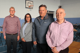Dr Shane O'Sullivan, Marina Rankin, Tony O'Byrne and Paul O'Raw, attending the community consultation meeting over the proposed new community centre | PICTURE: BRENDAN GLEESON
