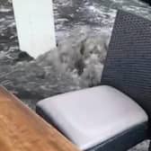 The scene at Da Vinci's during the downpour.