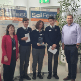 Daran Yalnazov, Cate Ní Chatháin, Shane Ó Néill, accepting their SciFest award