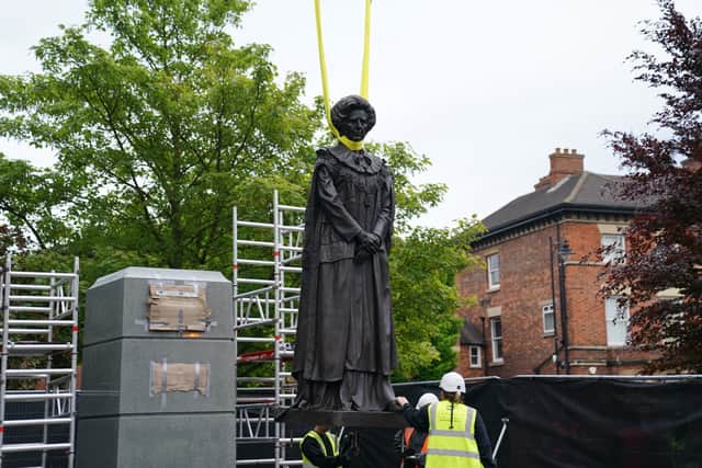 Despite its unveiling being delayed due to the Covid-19 pandemic, the statue was erected on a 10ft-high granite plinth in Baroness Thatcher’s home town of Grantham, Lincolnshire, on Sunday.