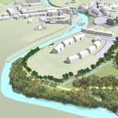 An aerial view of the planned town park in Newport