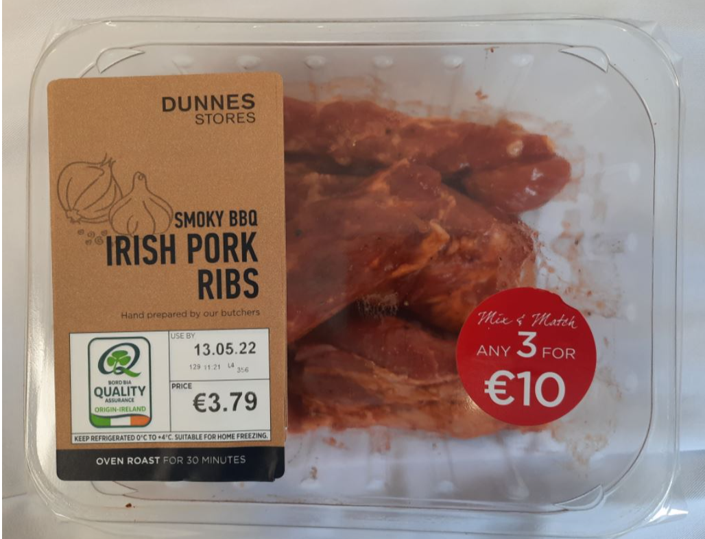 Food Safety Authority warning over batch of pork ribs