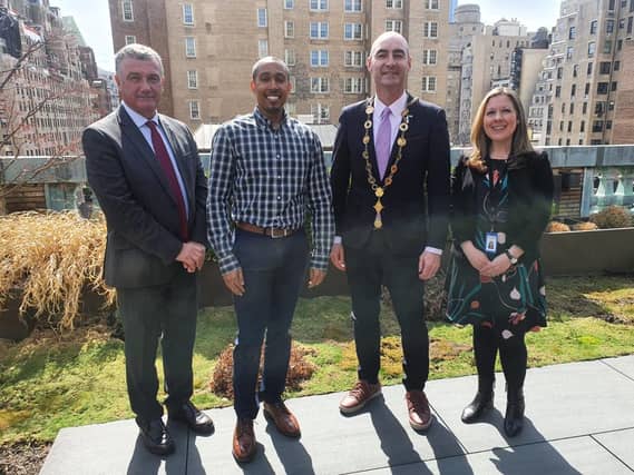 Pat Fitzgerald, Limerick City and County Council; Roland Persaud, Bloomberg Philanthropies, Mayor Daniel Butler and Victoria Cerullo, Chief of Staff, Government Innovations, Bloomberg