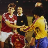Bryan Robson pictured with Diego Maradona on one of the most famous nights of his career back in 1984.