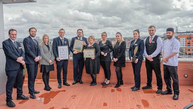 Staff of the Limerick Strand Hotel were in celebratory mood after scooping three awards PICTURE: Ivan O'Riordan