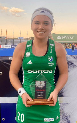 Cashel's Caoimhe Perdue who put in a ‘Player of the Match’ performance in the 6-1 win over Canada