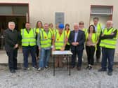 The Errill Hall committee with Fr Martin Delaney PP, building contractor John Delaney, Cllr John King and Trevor Stanley, Laois Partnership