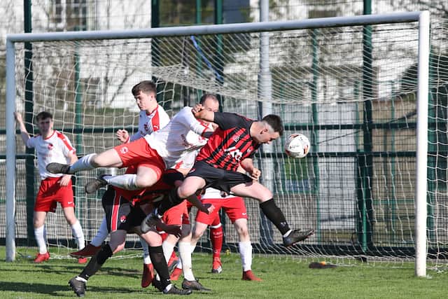 Redcastle continued to make the running and on 20 minutes hesitancy in the Culdaff defence saw the ball fall for Gavin Grant who from point blank range headed weakly at McLaughlin.