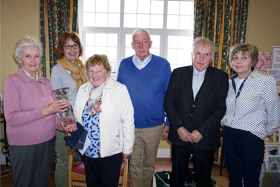 Cahir Day Care Centre honour Peggy O'Brien. At the recent presentation to Peggy O'Brien were from left: Margaret Walsh, Jo Lonergan, Peggy O’Brien, John O’Donnell, Bobby Condon and Mary O’Donnell