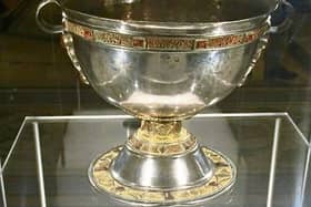 The Derrynaflan Chalice today in all its glory at the National Museum of Ireland