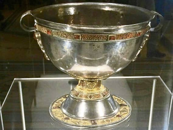 The Derrynaflan Chalice today in all its glory at the National Museum of Ireland