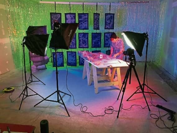 Emma Wolf Haugh working at Askeaton's Swimming Club on a new artist exhibition