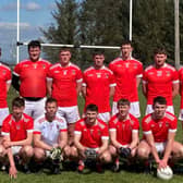 Windgap footballers in their jersey that celebrates the history of the games in the area with the Clubs Founders names and the local teams The Slatequarry Miners, Lamogue, Cotterstown and St Joseph's