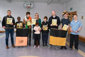 Eoin Murphy, Mustafa, Jonas, Principal: Jane Dowling, Roisin, Cormac, Liam Bolger, Peter and Fionn PICTURE: Vicky Comerford