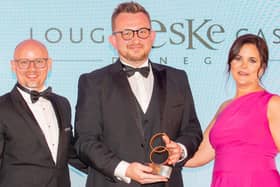 Simon Petka, Wedding Sales Manager, Lough Eske Hotel, Donegal, (centre) with the Castle Venue of the Year award.