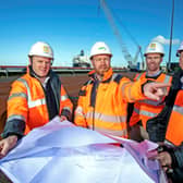 Ronan Keane, construction director Niaron, John Carlton, engineering and port services manager Shannon Foynes Port Company, Francis Cleary and Niall Keane both of Niaron | PICTURE: ARTHUR ELLIS