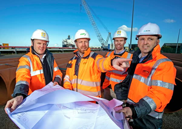 Ronan Keane, construction director Niaron, John Carlton, engineering and port services manager Shannon Foynes Port Company, Francis Cleary and Niall Keane both of Niaron | PICTURE: ARTHUR ELLIS