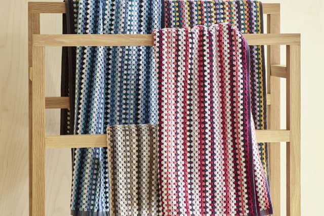 11. Carnaby Stripe Towels in Blue, Neutral, Multi and Berry, from £11.20-£30.40, Christy
