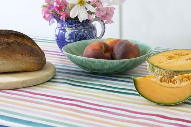 3. Market Stripe Cerise Oil Cloth, £37, Bluebellgray
