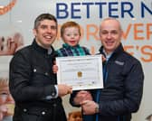 Sean Manicle, Max Manicle and Brian Phelan (CEO Glanbia Nutritionals) PICTURE Vicky Comerford