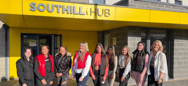 Louise pictured with the inspirational young Limerick woman and members of the South Hill Hub on International Women's Day