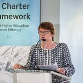 Chief executive of Kilkenny County Council Colette Byrne speaking at the launch of the report last Monday. Picture: Dylan Vaughan