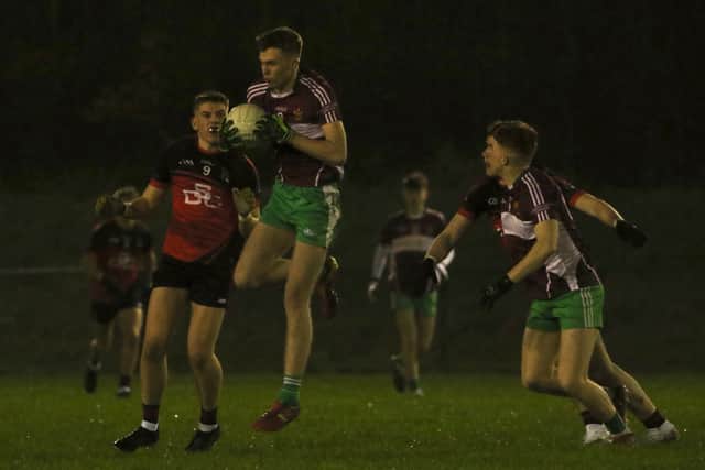 Turlough Farrelly had a point from a free for   Virginia but St Colulmba's were relentless and they got the only goal of the game on 21 minutes when McCormack took a quick free to Andrew Murray, who was pulled back and from the penalty spot McCormack fired to the left corner.