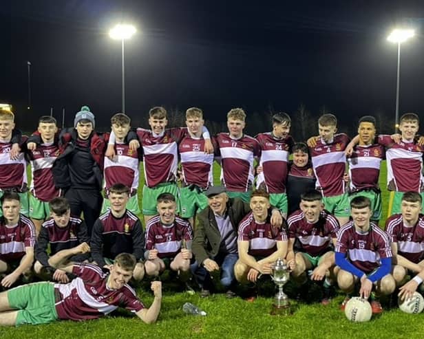 St Columba's celebrate their victory in the Markey Cup final at Templeport, Co Cavan