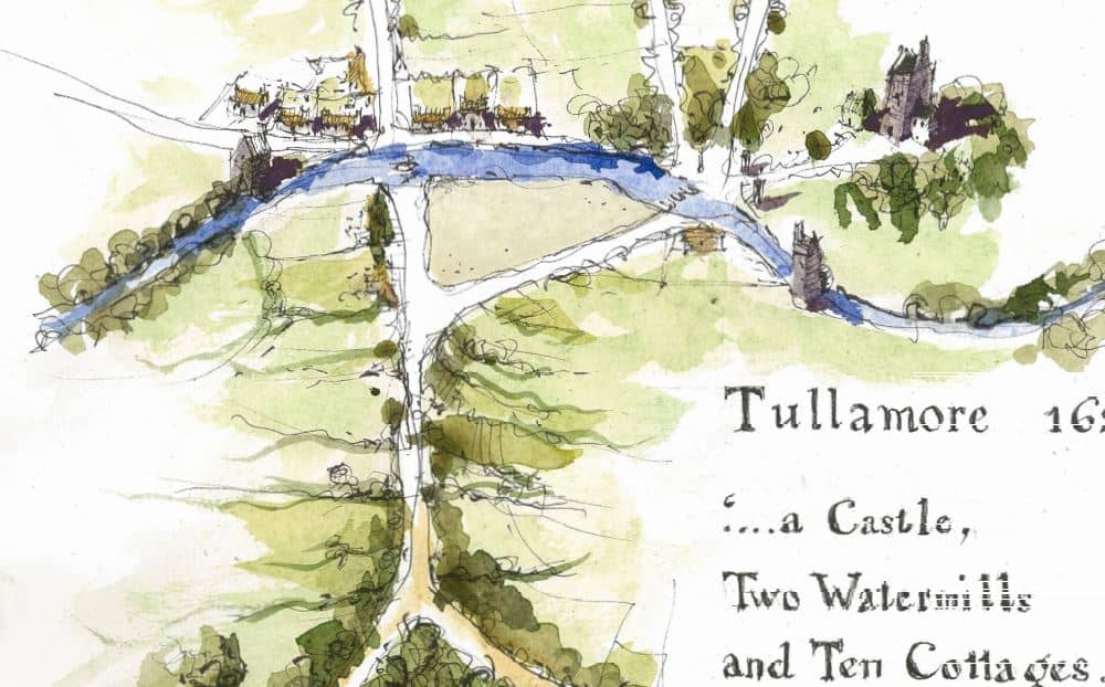 A painting by Fergal MacCabe of how Tullamore may have looked in 1622