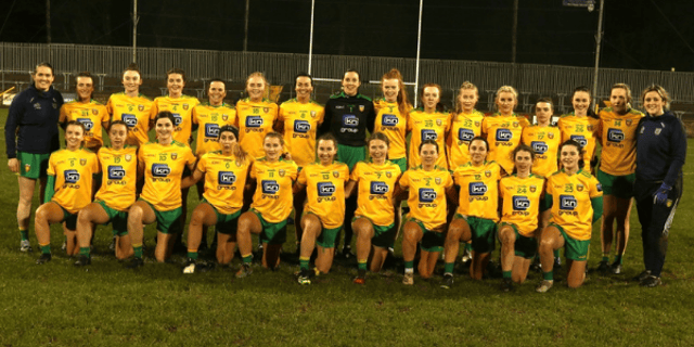 The Donegal ladies before the win over Galway. Photo: Thomas Gallagher
