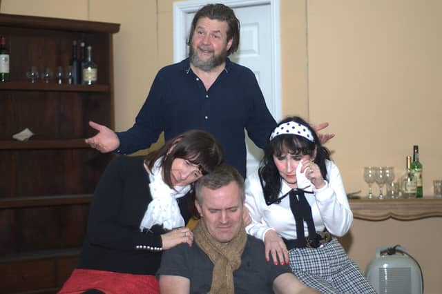 Matt Treacy, Margaret McCormack, Donal Ryan and Liz Kirwin in rehearsal for Thurles Drama Group's Odd Couple