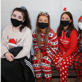 Fifth and Sixth Year students of Coláiste Dún Iascaigh were all dressed up for Christmas Jumper and Christmas Market Day - Natalie Crotty, Alana Devereaux, Hannah Rose O’Gorman and Saoirse McGinley.