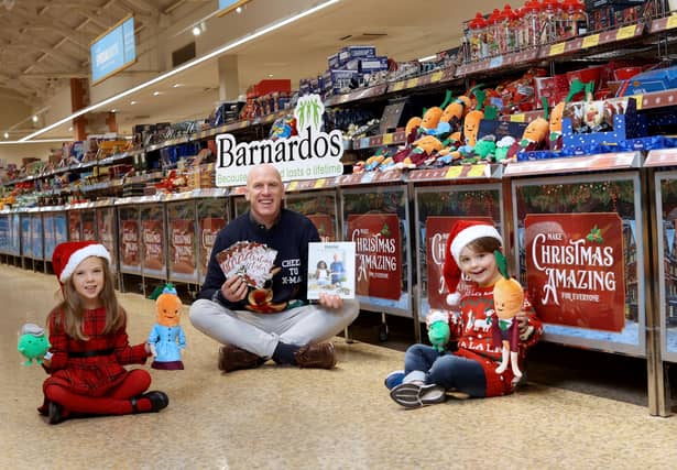 Pictured at the launch of Aldi’s Christmas charity initiatives in aid of Barnardos is Paul O’Connell with Maria Rowley and LJ Hughes. PIC: INPHO/Dan Sheridan