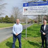 Crescent College principal Diarmuid Mullins pictured on site with Deputy Kieran O'Donnell