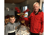 Mark Ryan and Jack Byrnes with one of the hand-made reindeer