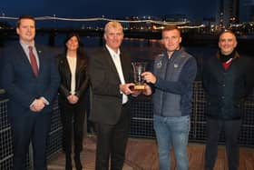 John Kiely, Limerick hurling manager and player, Peter Casey with sponsors, Darren Harding, Clayton Hotel; Mary O'Riordan, Southern; Donn O'Sullivan, editor, Limerick Leader | PICTURE: Adrian Butler