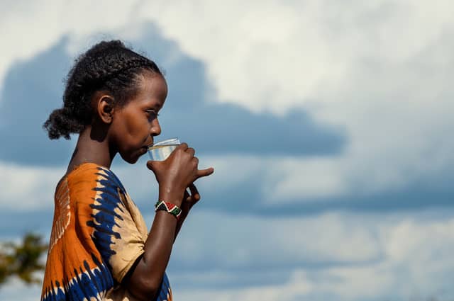 A Sawyer water filter, gifted to Mallicha Wario and her family by Trócaire will provide enough clean water for the family of 9 daughters for the next 20 years Photo: Barnaby Skinner.