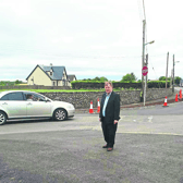 Cllr Pearse McGeough at the newly realigned junction at Slans