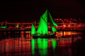 The defining image of Limerick Mental Health week, the AK Ilen was lit up in green for its launch | PICTURE: BRIAN ARTHUR