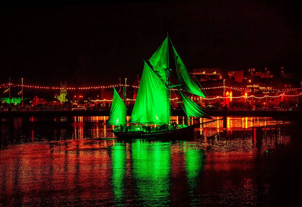 The defining image of Limerick Mental Health week, the AK Ilen was lit up in green for its launch | PICTURE: BRIAN ARTHUR
