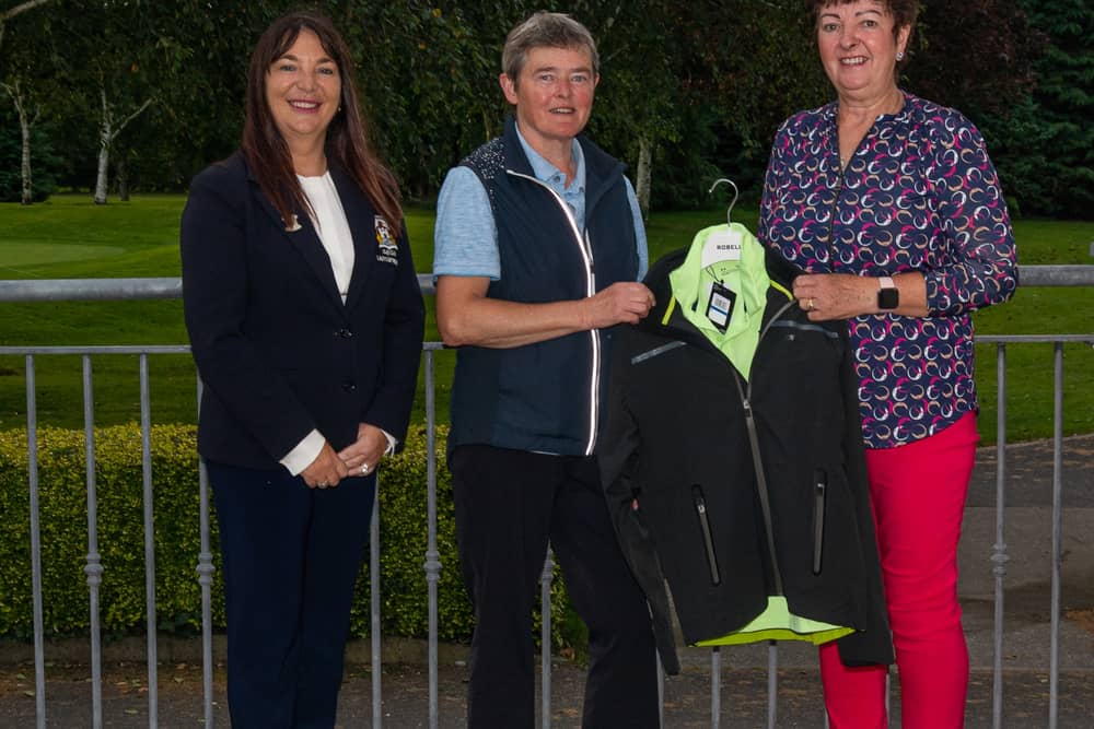 Mannon Castle Lady Captain Marie Sweeney with Madeleine Devine, winner of the Frances Duffy Memorial and Teresa Butler (sponsor Butler Transport)