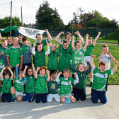 ‘Up the Balbec!’ Pupils from Scoil Mocheallog, Kilmallock cheering on the boys in green and (below) Sixth class pupils from Patrickswell NS cheering on their team | PICTURES: Adrian Butler