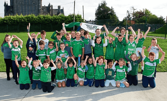 ‘Up the Balbec!’ Pupils from Scoil Mocheallog, Kilmallock cheering on the boys in green and (below) Sixth class pupils from Patrickswell NS cheering on their team | PICTURES: Adrian Butler