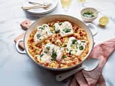 Baked rice with hake